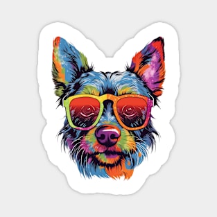 Colorful Dog with Glasses Magnet