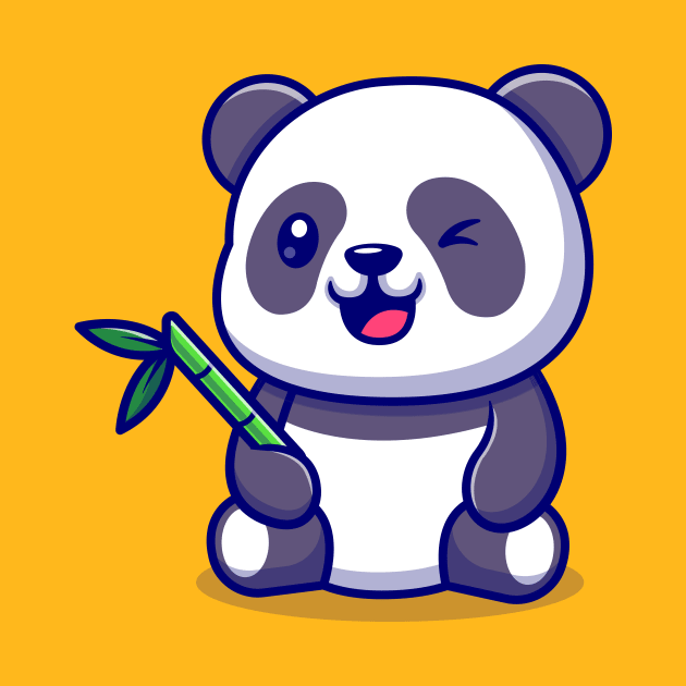 Cute Panda With Bamboo Cartoon Vector Icon Illustration by Catalyst Labs