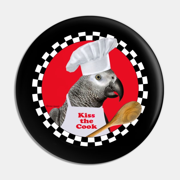 African Grey Congo kiss the Cook Pin by Pollysapparel