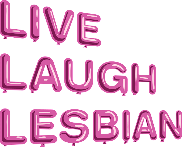 "Live Laugh Lesbian" in pink balloons Kids T-Shirt by BLCKSMTH