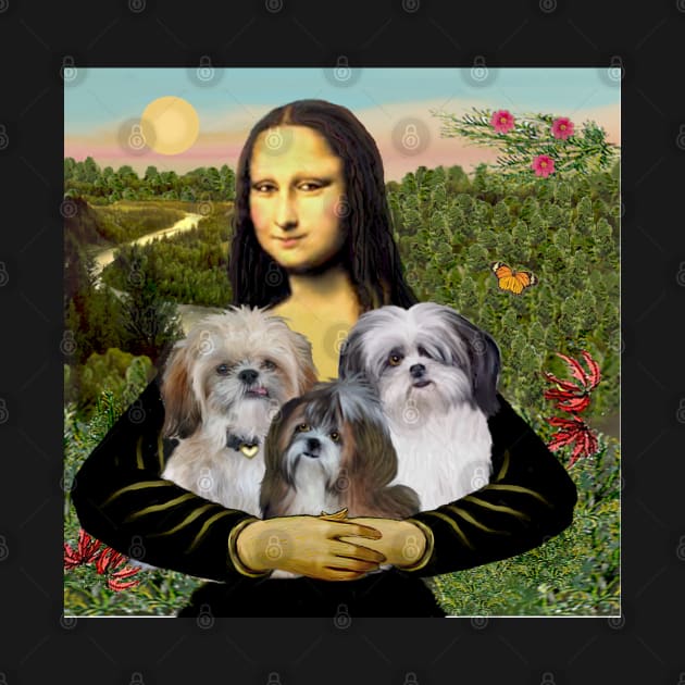 Mona Lisa and her Three Sweet Shih Tzus by Dogs Galore and More