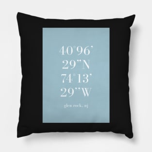 Glen Rock New Jersey Longitude and Latitude Blue Pillow