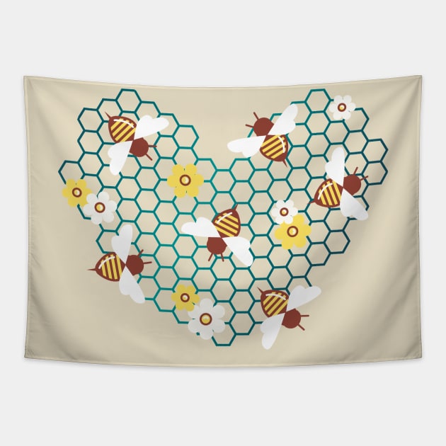 Bees In My Heart Tapestry by JFDesign123