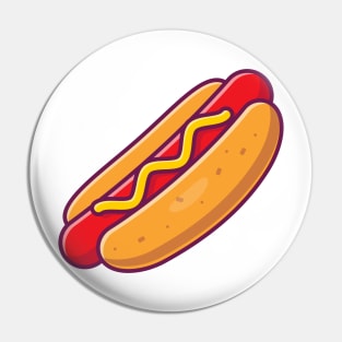 Hotdog Cartoon Illustration Pin