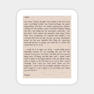 Regulus' words to James from the cave in letter form (Choices) Magnet