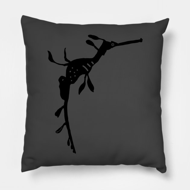 Weedy sea dragon (Phyllopteryx taeniolatus) silhouette Pillow by Namwuob