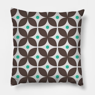 Geometric Pattern: Stylised Flower: Brown Pillow