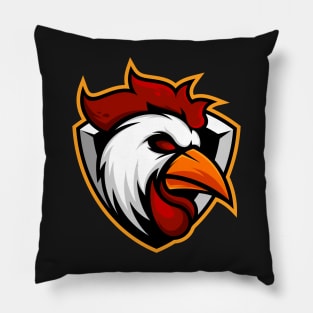 Rooster chicken mascot esport logo design Pillow