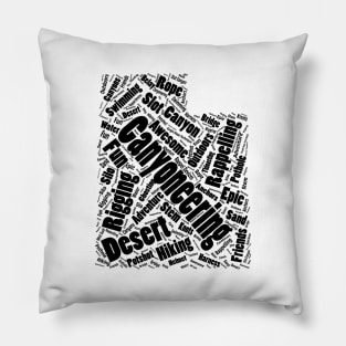 Utah Canyoneering Wordle (Black) Pillow