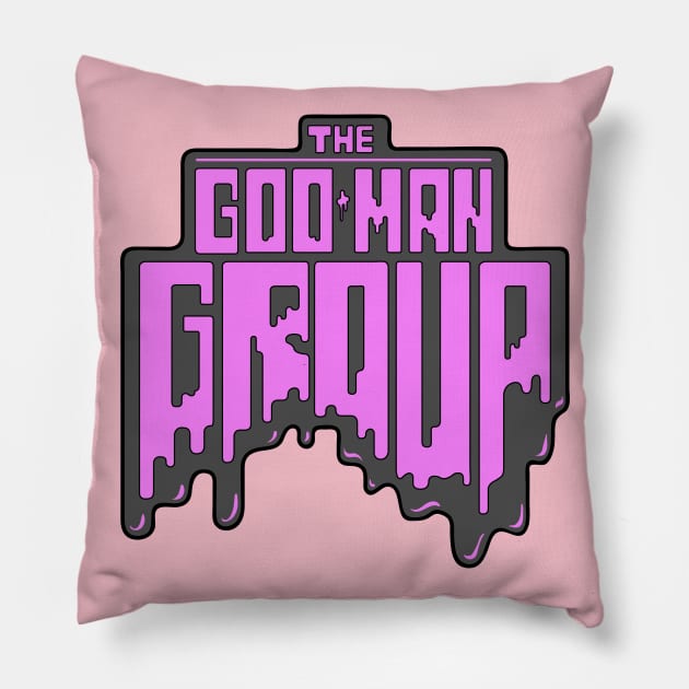 The Goo Man Group - World Tour - Psychomagnotheric Pink Edition Pillow by Omniverse / The Nerdy Show Network