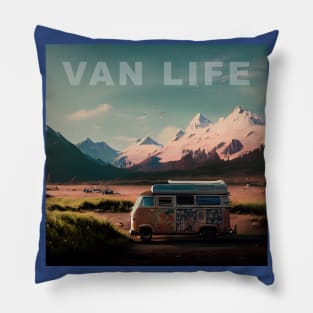 Van Life Camper RV Outdoors in Nature Pillow