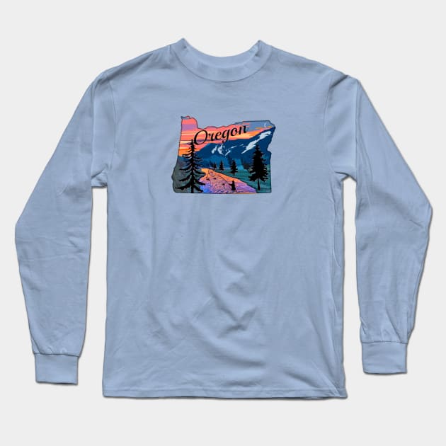Oregon Fly Fishing State River Sunset by TeeCreations Long Sleeve T-Shirt
