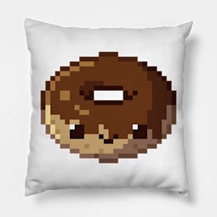 Kawaii pixel chocolate donut Pillow