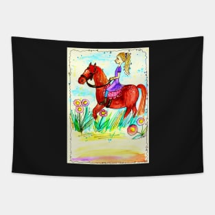 girl with horse Tapestry