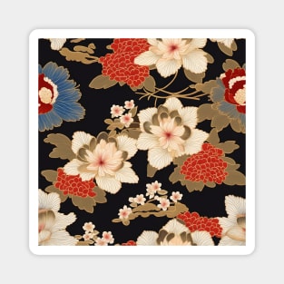 Floral Kimono Textile Pattern Magnet