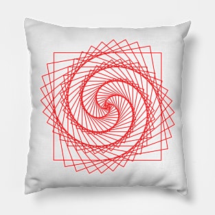 Geometric red square spiral - relaxing pattern Pillow