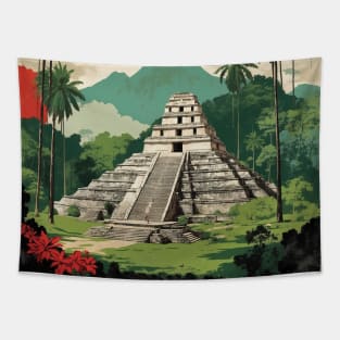 Palenque Chiapas Mexico Vintage Poster Tourism Tapestry