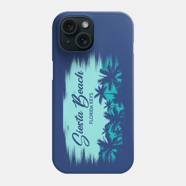 Siesta Beach Siesta Key Florida Retro Beach Landscape with Palm Trees Phone Case by Now Boarding