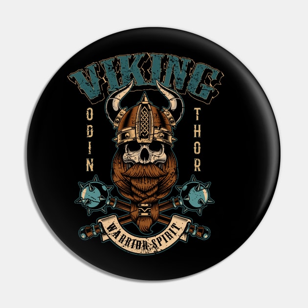 Nordic Viking Warrior Skull Pin by RockabillyM