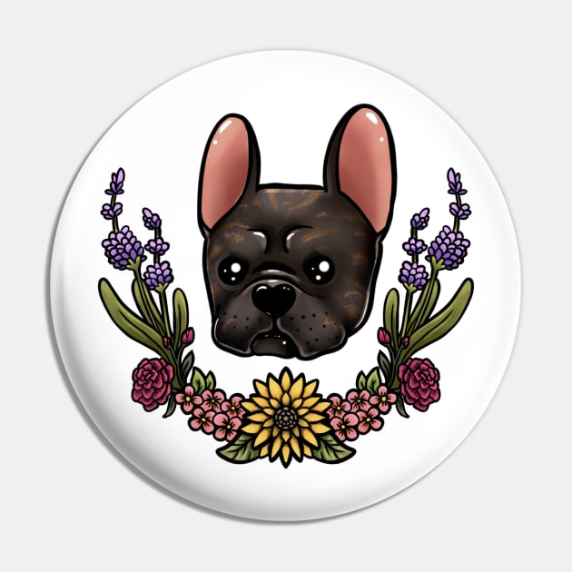 Brindle  frenchie with flowers Pin by Lanlyaart