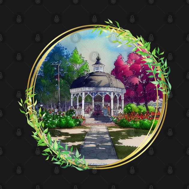 Gazebo at Town Square - Spring - Blue Sky III - Gilmore by Fenay-Designs