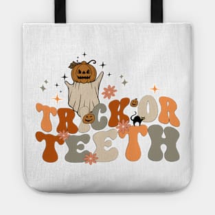 "Trick Or Teeth" Dentist Halloween - Retro Spooky Dental Assistant Hygienist Halloween Tote