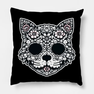 Monochromatic Floral Cat Pillow