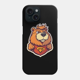 Super hero capybara cartoon illustration Phone Case