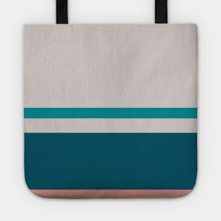 A prime consistency of Blood (Animal), Blush, Pastel Gray, Dark Cyan and Philippine Indigo stripes. Tote