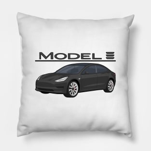 The Model 3 Car electric vehicle black Pillow