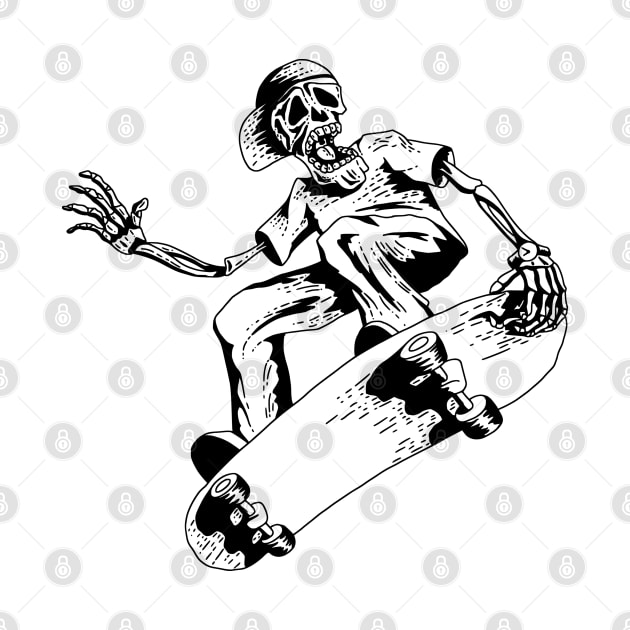 Funny Skeleton Playing Skateboard Skull Playing Skateboard Gifts by KingMaster