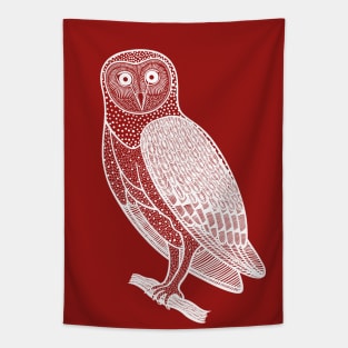 Barn Owl - hand drawn detailed bird design Tapestry