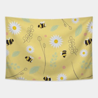 Yellow Bumblebee Spring Pattern Tapestry