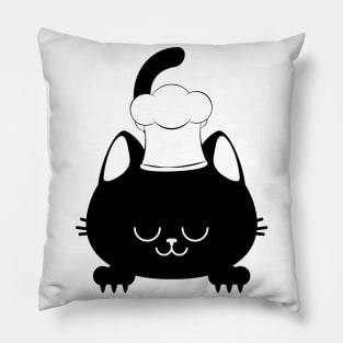 Black kitty chef Pillow