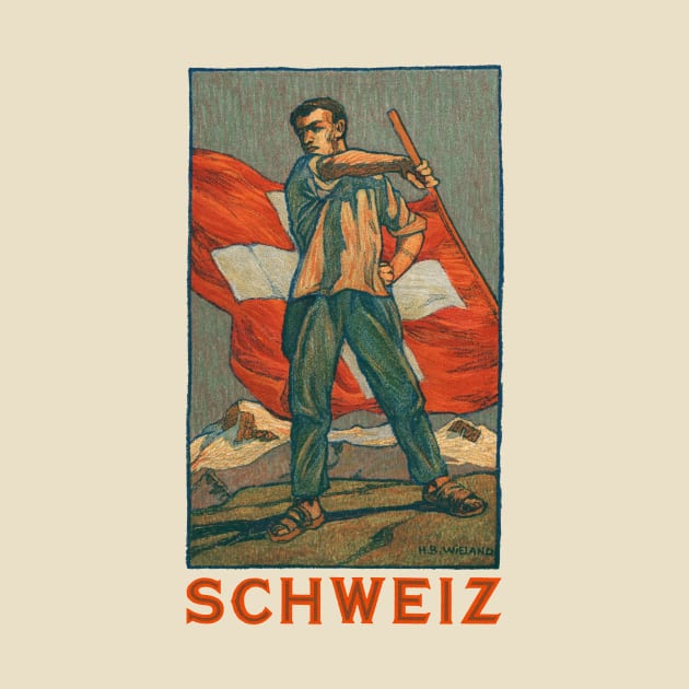 Switzerland Schweiz Vintage Patriotic by MatchbookGraphics