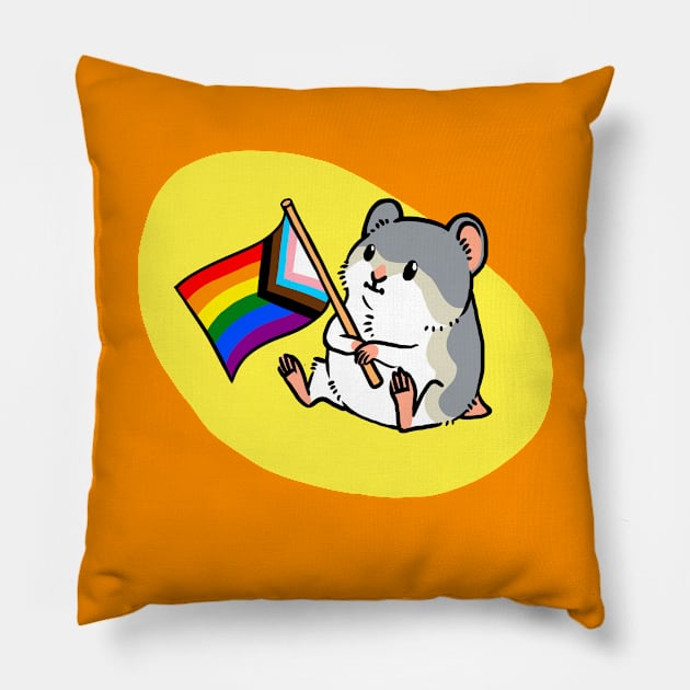 Hamster Pride Progress Flag Pillow by Sozki