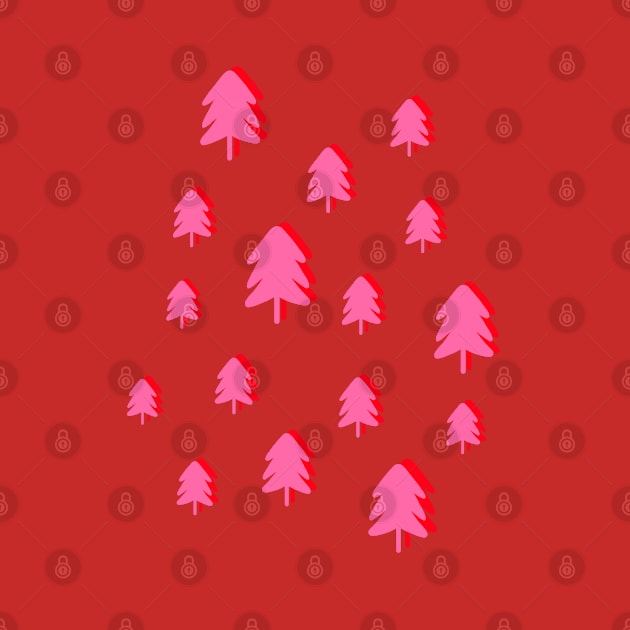 Pink Christmas Pine Fir Tree Pattern by OneThreeSix