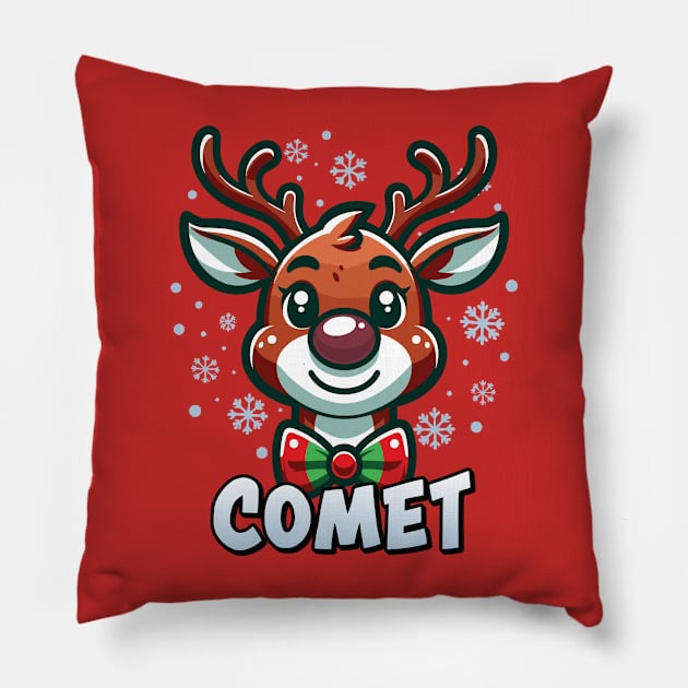 Santa’s Reindeer Comet Xmas Group Costume Pillow by Graphic Duster