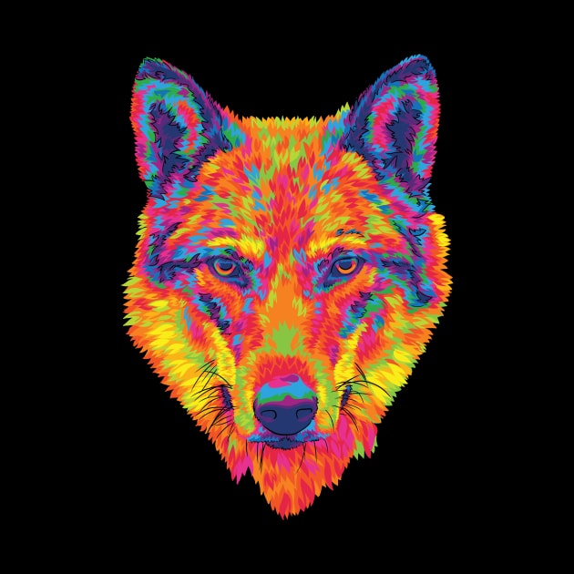 Rainbow Wolf Stare by polliadesign