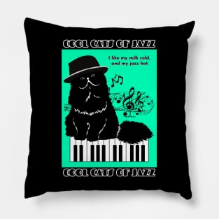 Cool Cats of Jazz-black cat Pillow