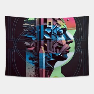 Collage Face Colorful Tapestry