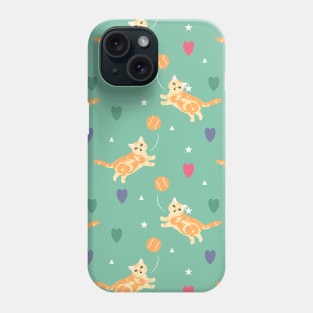 American Shorthair Cats Playing Balls - Orange Phone Case