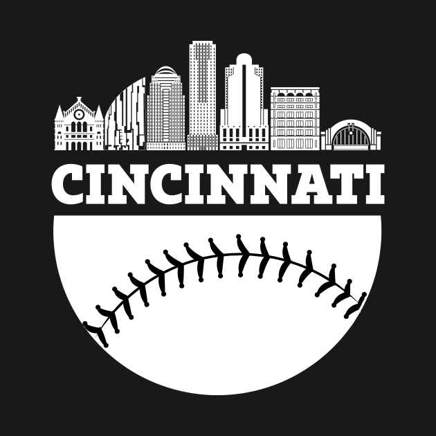 Cincinnati OH Baseball Skyline  Vintage Retro print by Bluebird Moon
