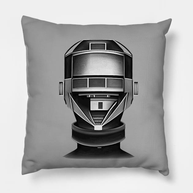 Portrait Of A Robot 4 Cyberpunk Artwork Pillow by Mythical Machines