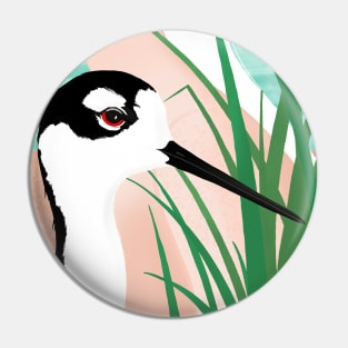 Girl on the shore with black-necked stilts Pin