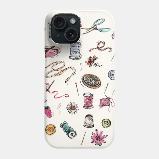 Boo Boo's Mini Sewing Kit Phone Case by minniemorrisart