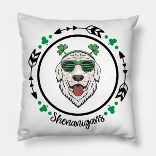 Golden Retriever Shenanigans St Patricks Day Pillow