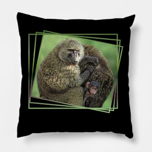 Baboon-Family - Primates - Monkeys in Africa Pillow