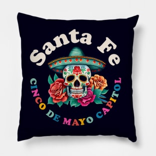 Santa Fe Cinco de Mayo 2023 Sugar Skull New Mexico Pillow