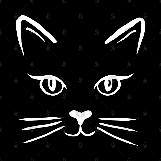 Cute Cat Face White by julieerindesigns